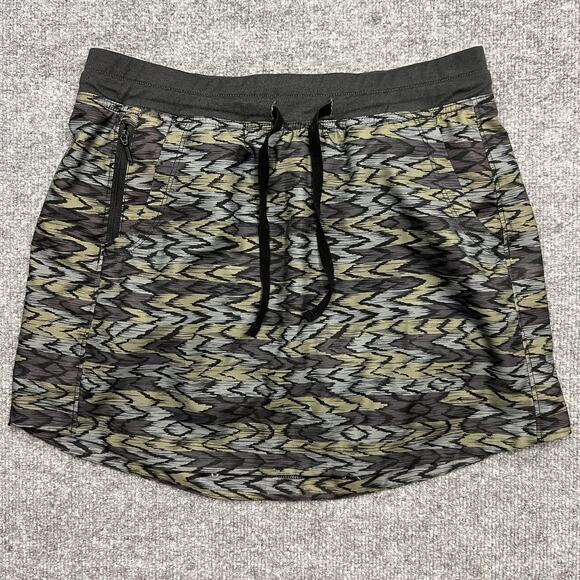 North Face Skirt Womens Medium Black Green Gray Pattern Athletic Running Lined - Picture 1 of 8